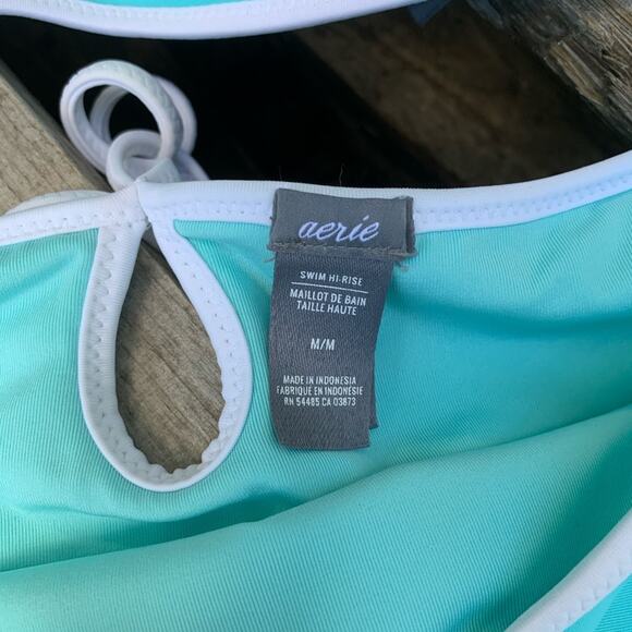 Aerie Scoop Piping High Waist bikini set teal - Picture 3 of 7